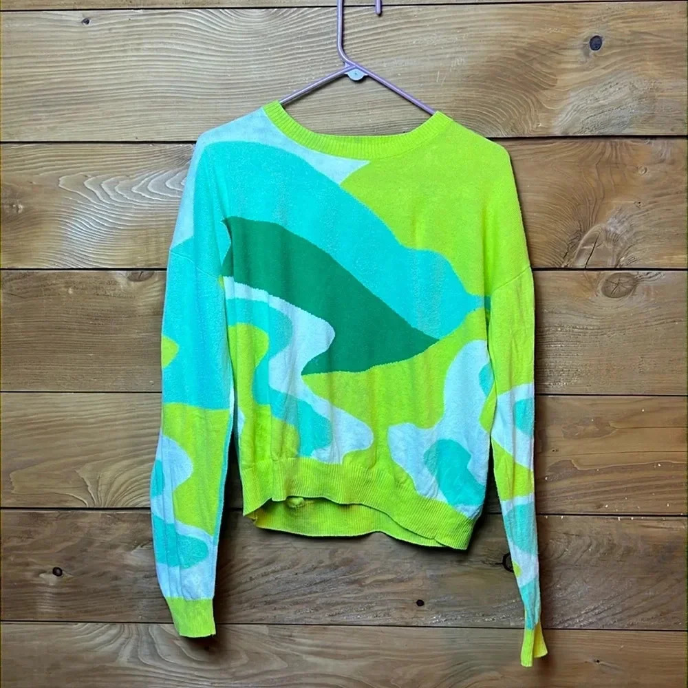 Future Collective womens sweater Abstract Relaxed Green Color Block Alani Noelle